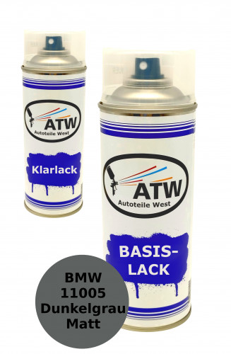 Autolack für BMW 11005 Dunkelgrau Matt +400ml Klarlack Set